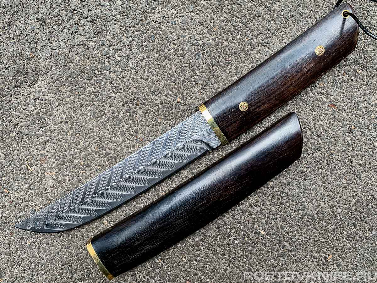 TK01 Tanto Sandalwood Damascus Нож туристический нескладной