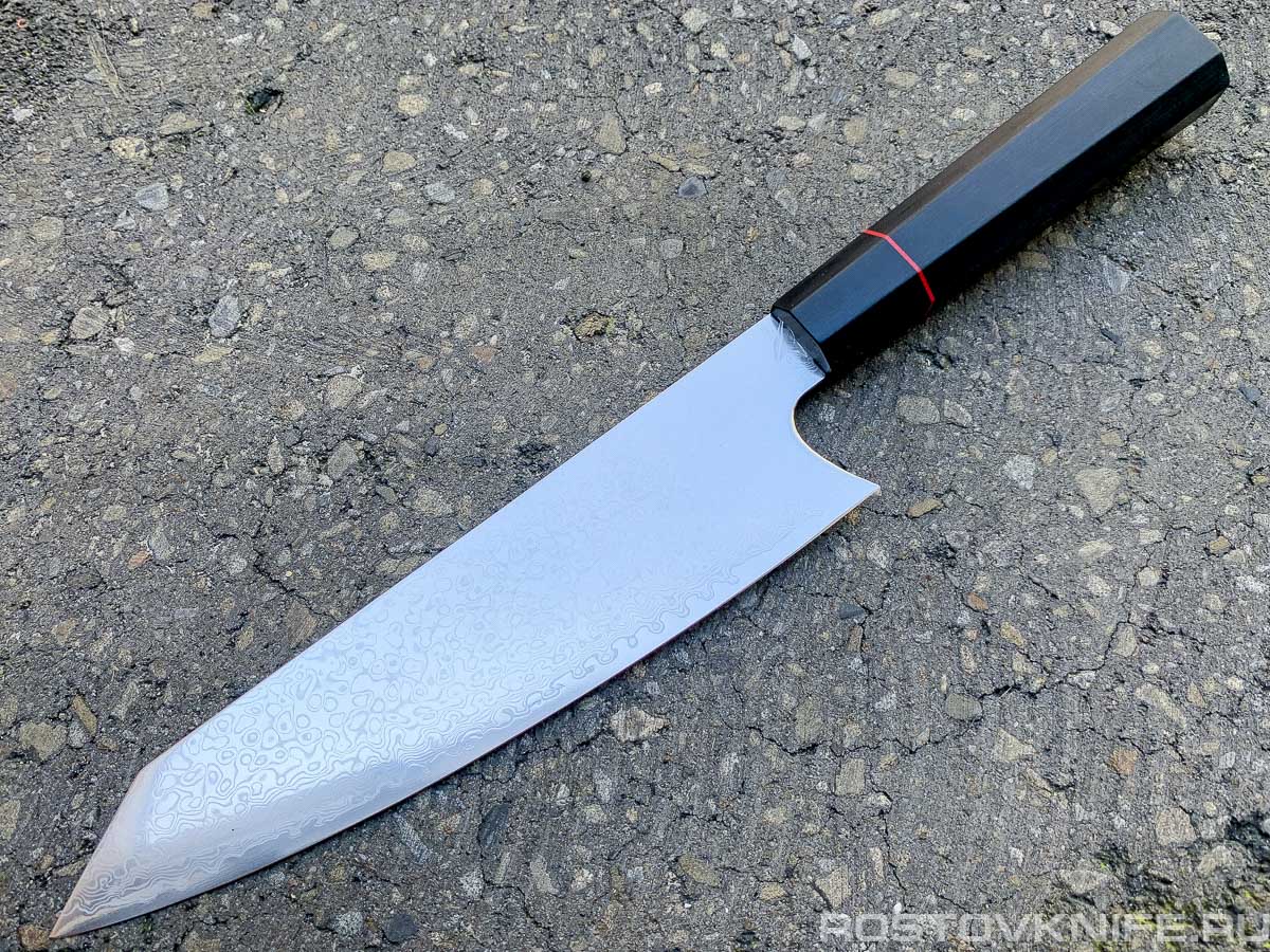D-148 - Нож кирицуке G-10 200мм, Damascus ламинат