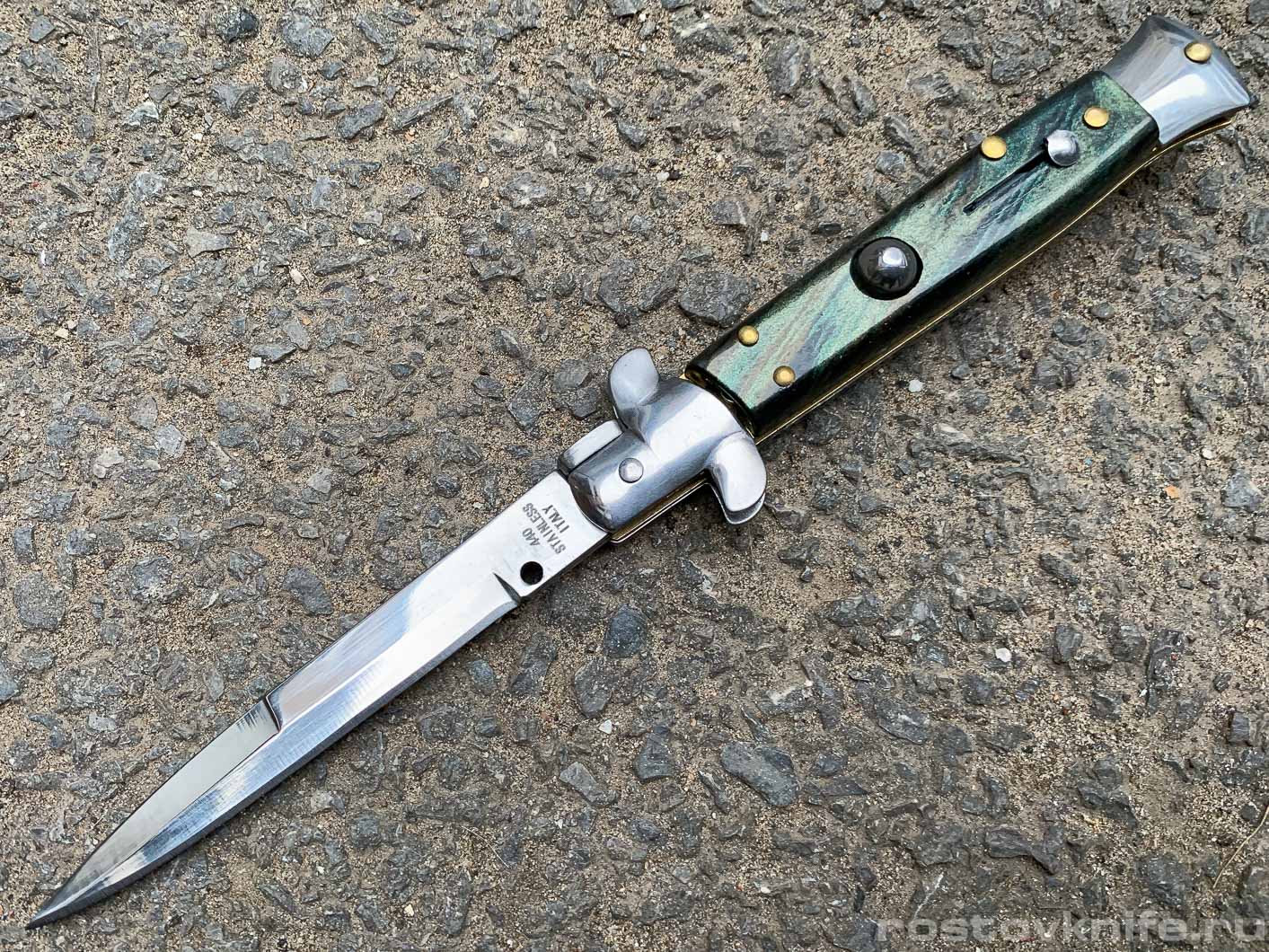 ABS012 зеленый Нож туристический выкидной