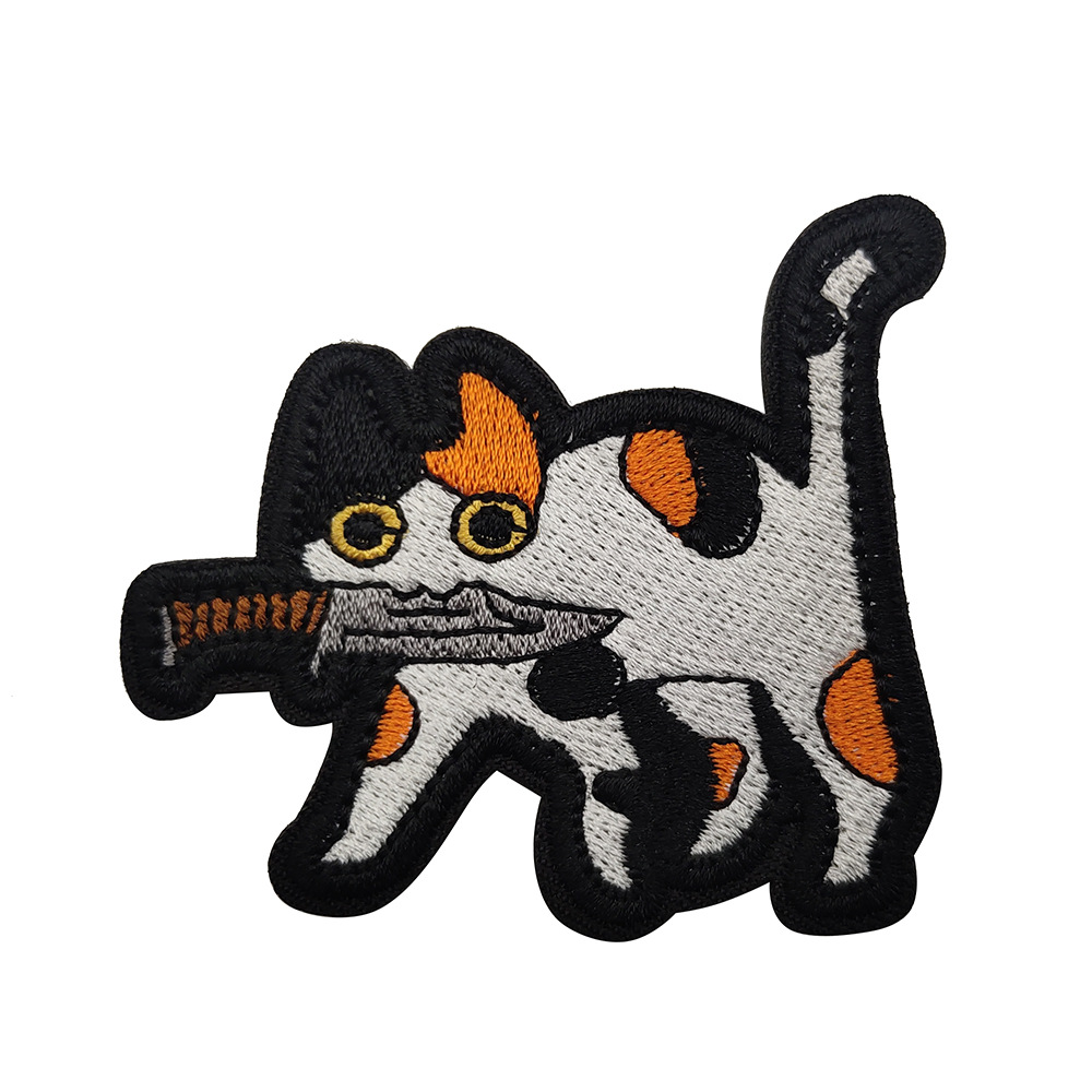 Кошка с ножом - патч ткань