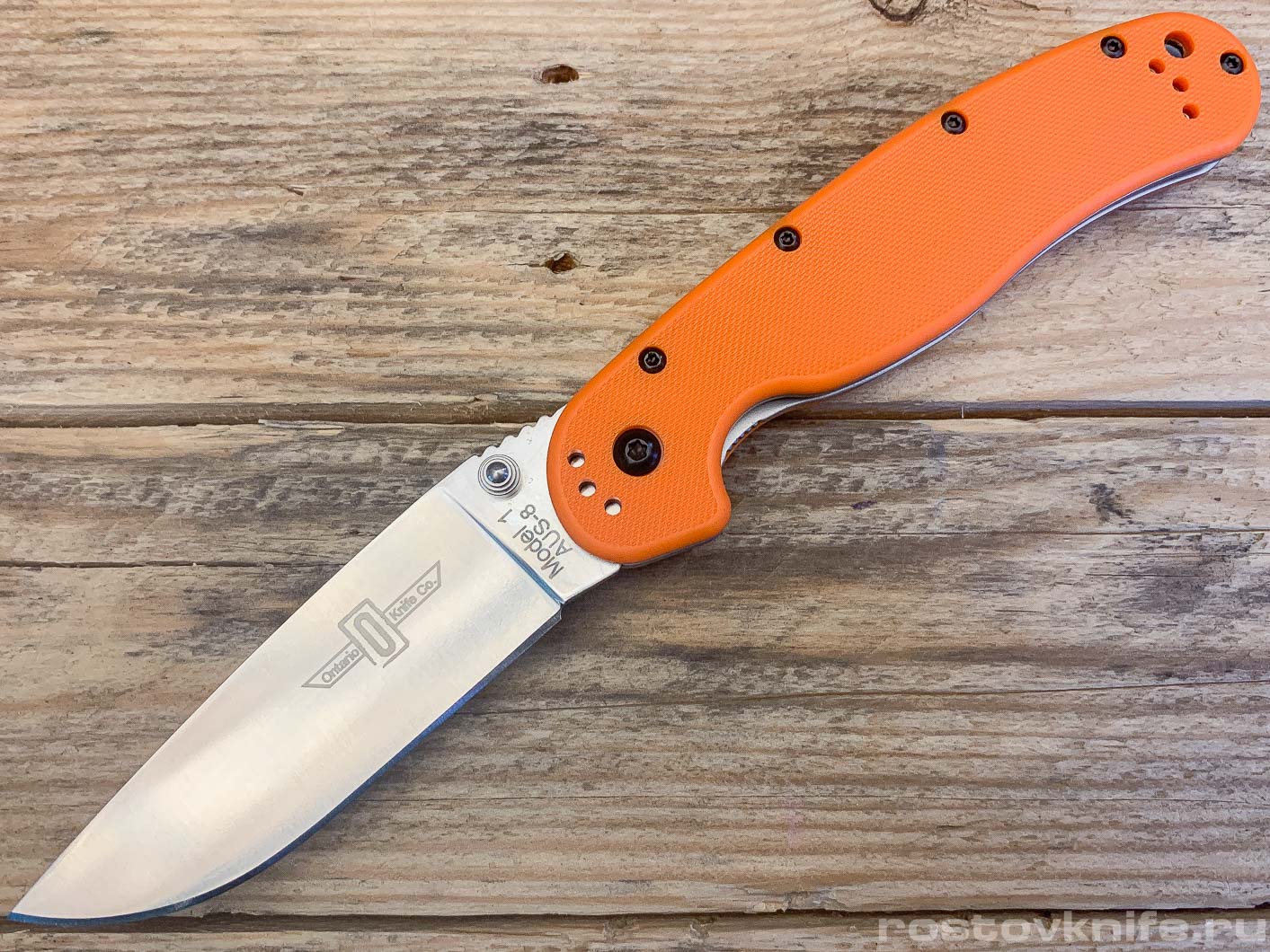 ON8848OR - Ontario RAT-1, Orange handle, Satin blade, AUS-8 steel