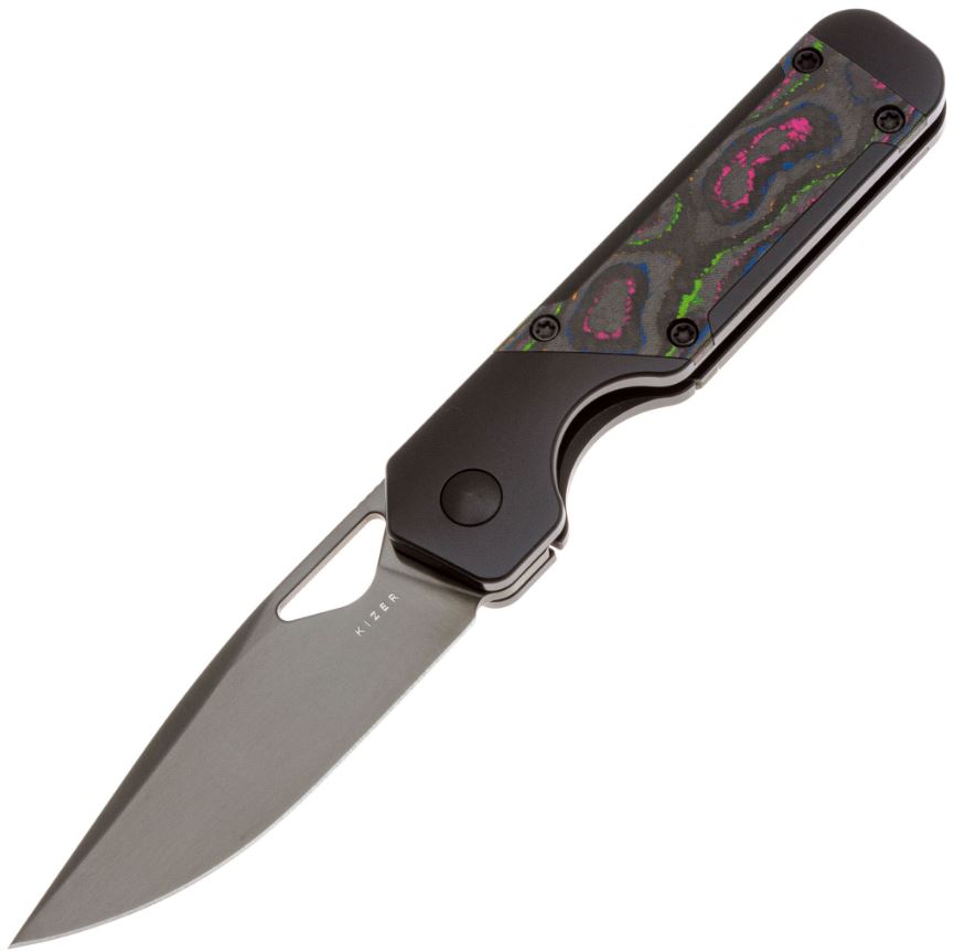 Ki3634SA1 - Kizer Mini Militaw DLC Titanium/80s Camo Carbon, Bohler M390