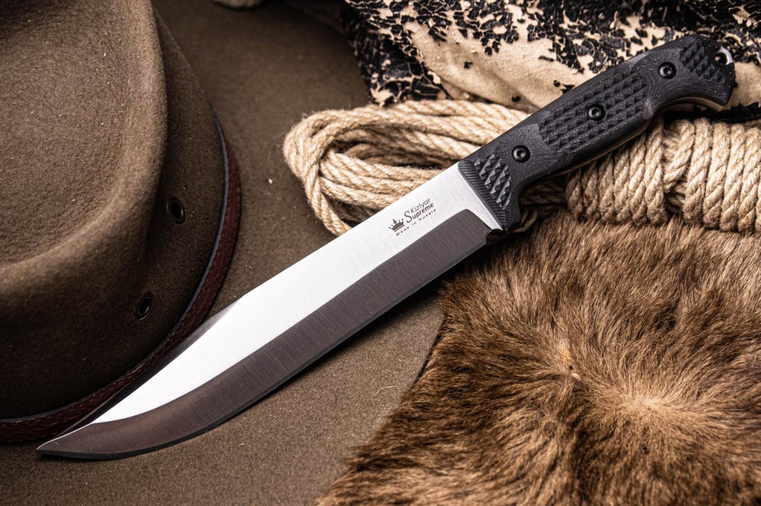 Bastardo Sleipner SW (Stonewash, рукоять G10,), Kizlyar Supreme