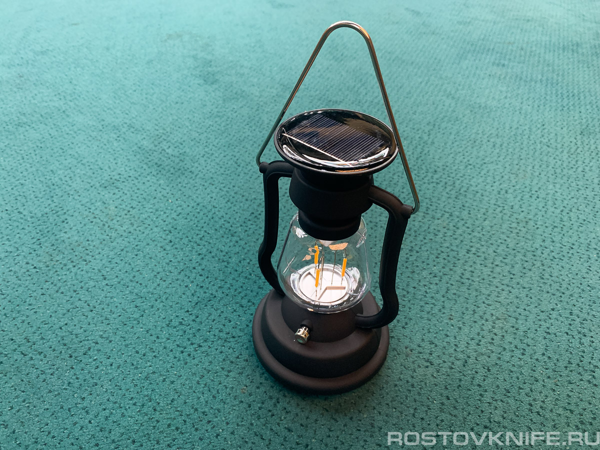 HYD-T93 black - Лампа кемпинговая светодиодная, 3х1.2В/300мА, type C, солнечная панель, динамо
