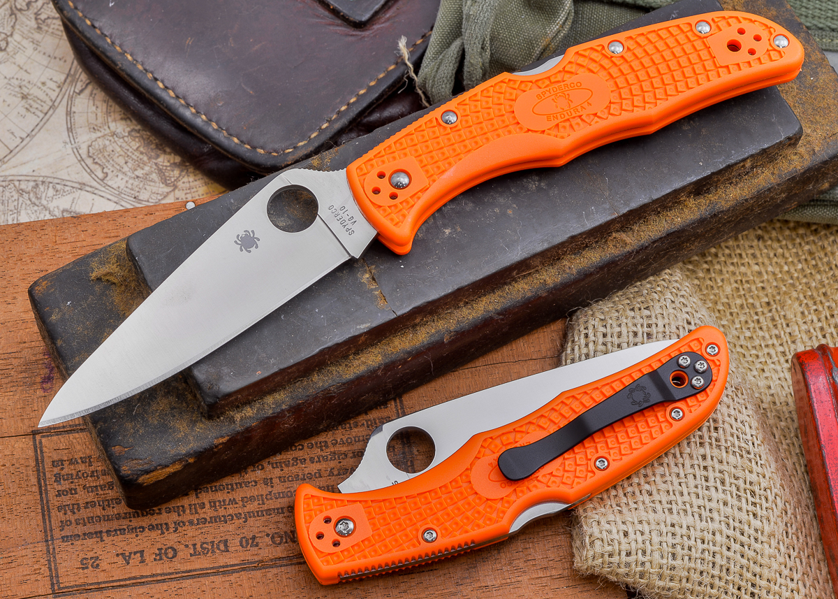 10FPOR - Spyderco Endura 4 Flat Ground Orange, VG-10