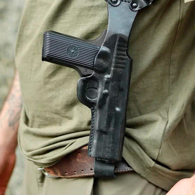 Кобура V ТТ наплечная вертикального ношения кожа черная, HOLSTER