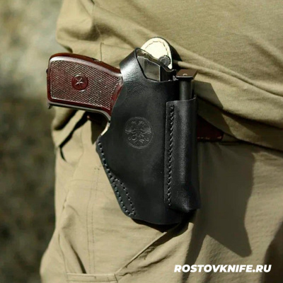 Кобура Дш ПМ поясная Служебная кожа черная, HOLSTER